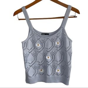 Nikka K Knit Blue Tank With Daisies